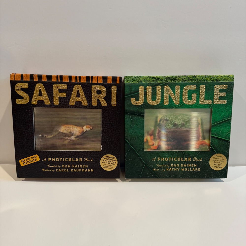 Safari and Jungle Photicular Books by Dan Kainen Set of 2 Moving Motion Images